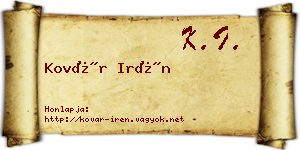 Kovár Irén névjegykártya